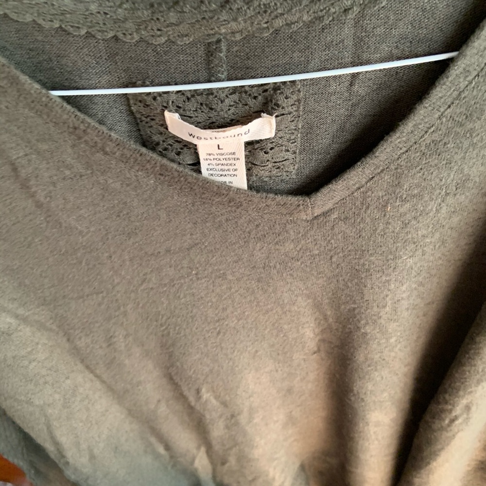 Khaki green vneck  sweater.  Army green. Xl